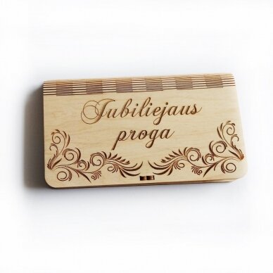 Medinė dovanų dežutė "Jubiliejaus proga" horizontali