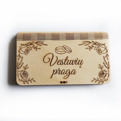 Medinė dovanų dėžutė "Vestuvių proga"